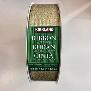 Kirkland Signature Wire-Edged Gold Ribbon 1.5in x 50y 22A13 New Sealed Holiday